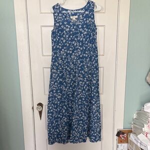 Coldwater Creek Blue Floral Midi Dress Size XS